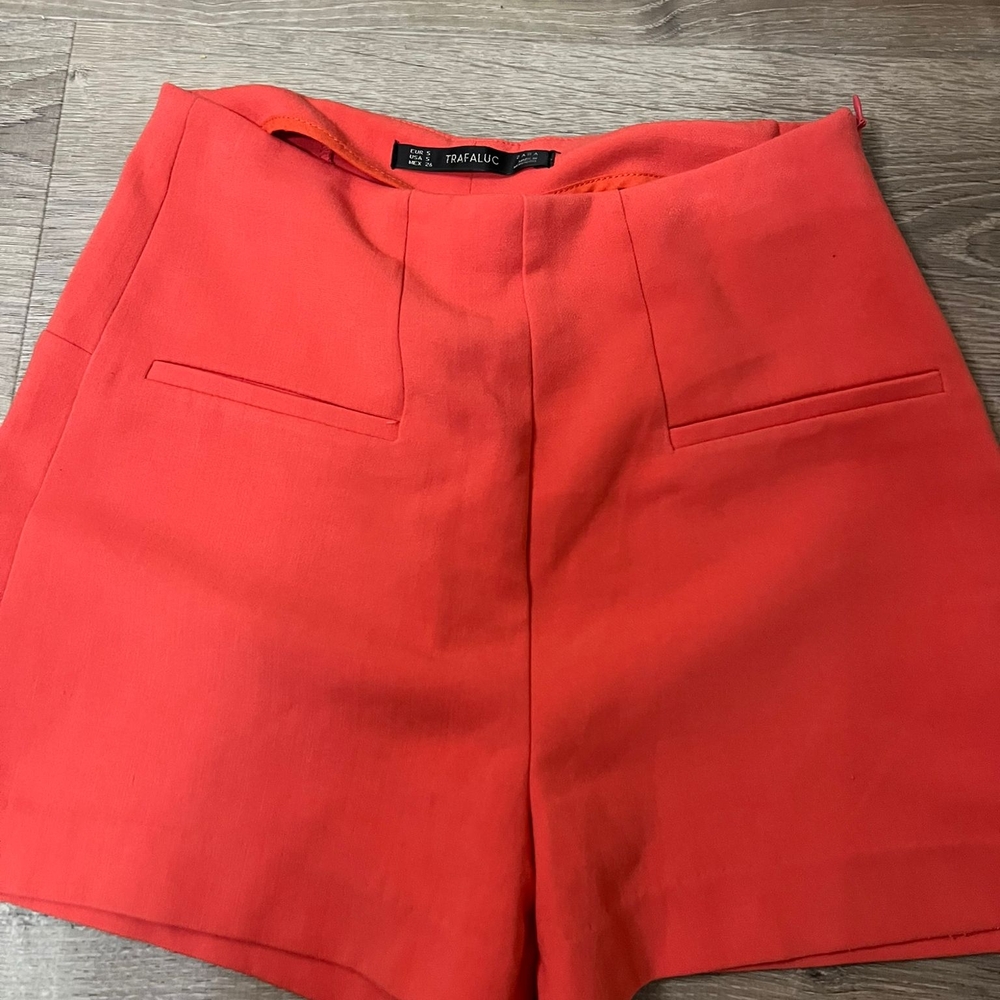 Zara High Waist Red Women's Shorts